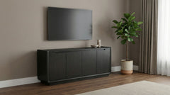 Leandro Burnished Black 72-inch 4-door TV Stand Media Console - Ornate Home