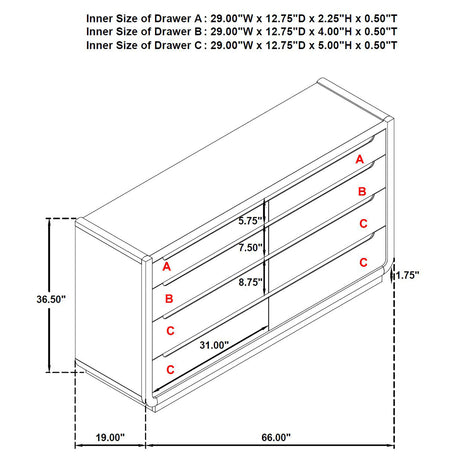 Leandro Burnished Black 8-drawer Bedroom Dresser Cabinet - Ornate Home