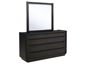 Leandro Burnished Black 8-drawer Bedroom Dresser with Mirror - Ornate Home