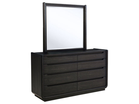 Leandro Burnished Black 8-drawer Bedroom Dresser with Mirror - Ornate Home