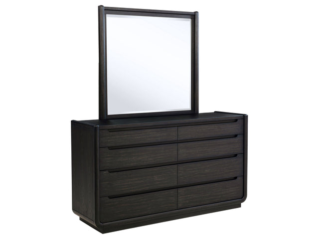 Leandro Burnished Black 8-drawer Bedroom Dresser with Mirror - Ornate Home