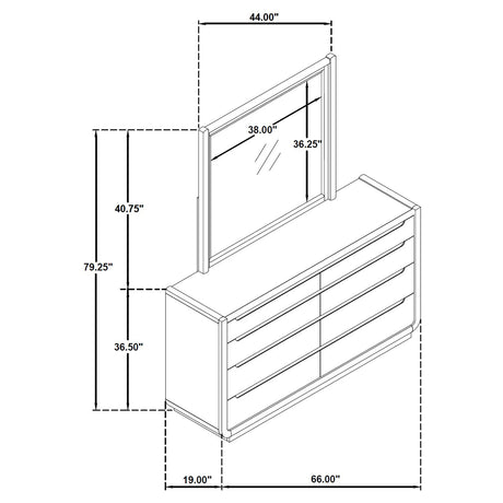 Leandro Burnished Black 8-drawer Bedroom Dresser with Mirror - Ornate Home