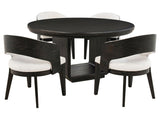 Leandro Burnished Black/Cream 5-piece Round Dining Table Set - Ornate Home
