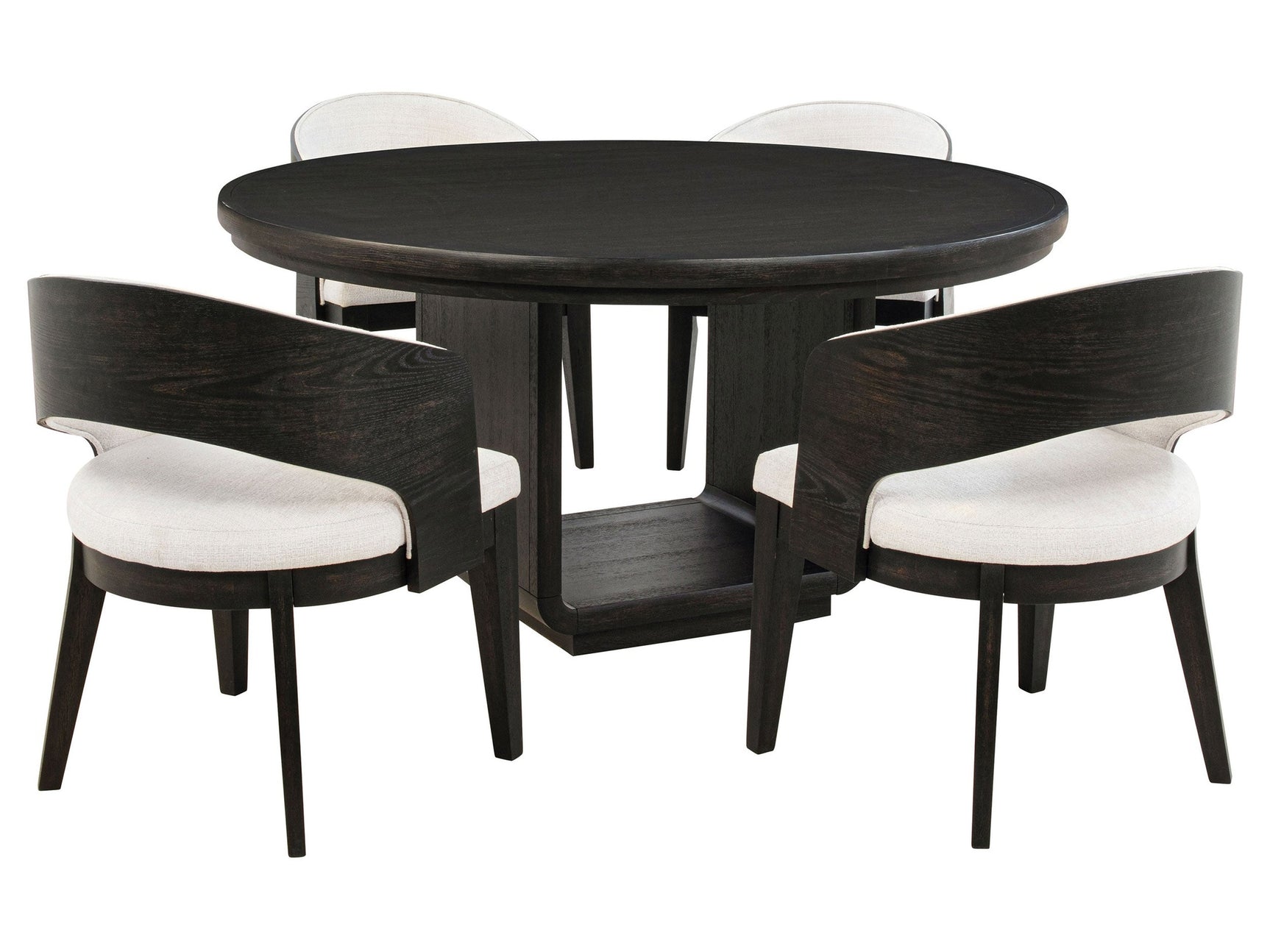 Leandro Burnished Black/Cream 5-piece Round Dining Table Set - Ornate Home