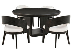 Leandro Burnished Black/Cream 5-piece Round Dining Table Set - Ornate Home