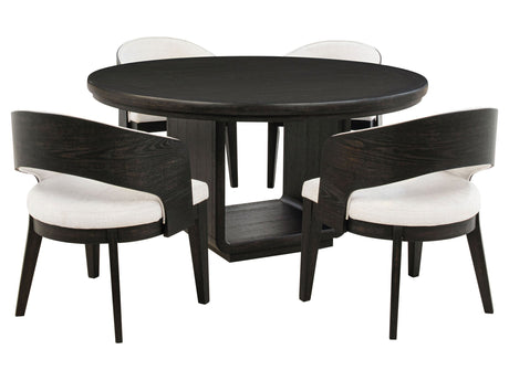 Leandro Burnished Black/Cream 5-piece Round Dining Table Set - Ornate Home