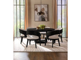 Leandro Burnished Black/Cream 7-piece Round Dining Table Set - Ornate Home