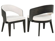 Leandro Burnished Black/Cream Upholstered Dining Arm Chair (Set of 2) - Ornate Home