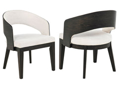 Leandro Burnished Black/Cream Upholstered Dining Arm Chair (Set of 2) - Ornate Home