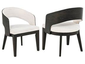 Leandro Burnished Black/Cream Upholstered Dining Arm Chair (Set of 2) - Ornate Home