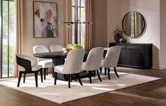 Leandro Burnished Black/Cream Upholstered Dining Arm Chair (Set of 2) - Ornate Home