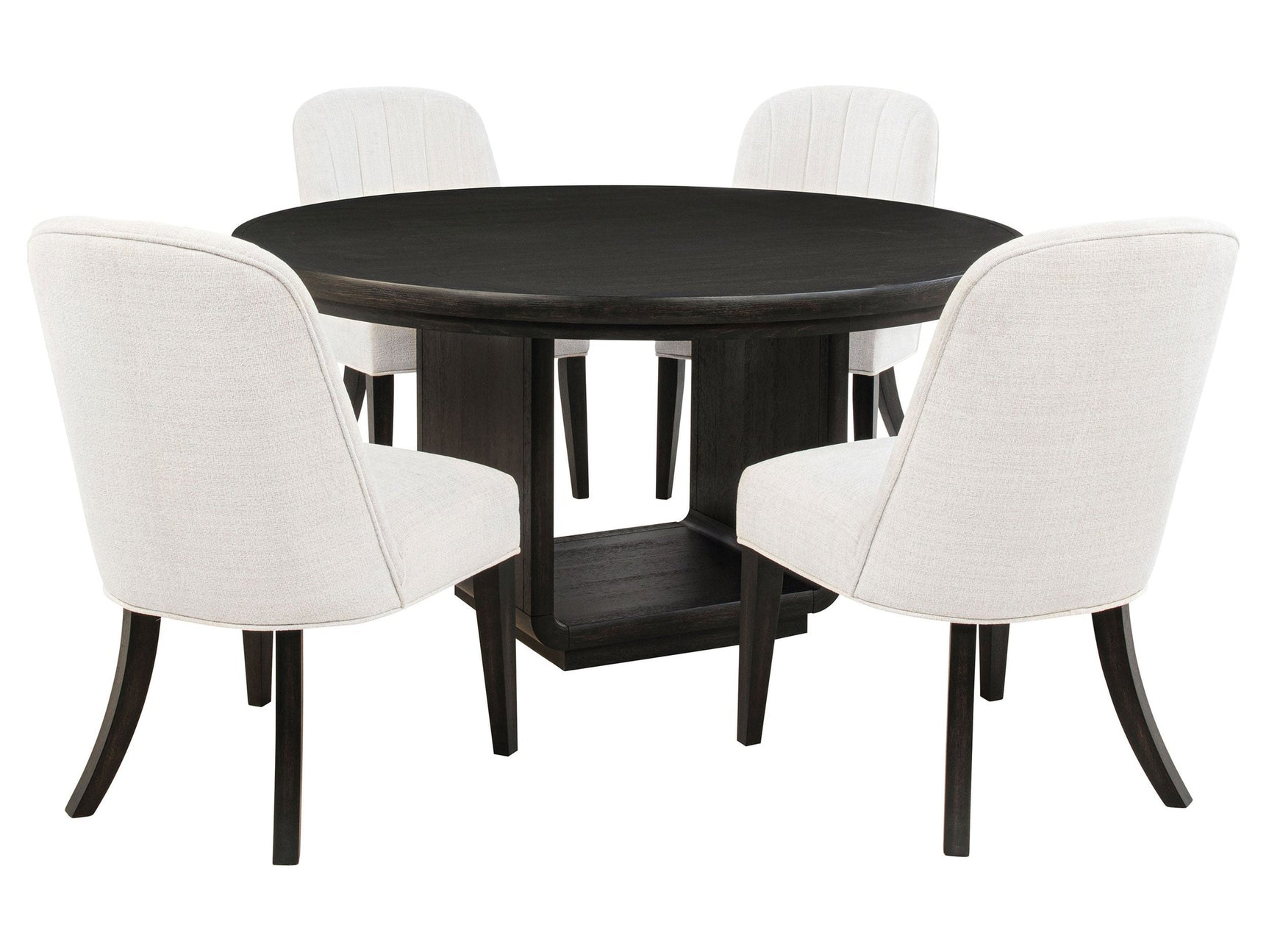 Leandro Cream/Burnished Black 5-piece Round Dining Table Set - Ornate Home