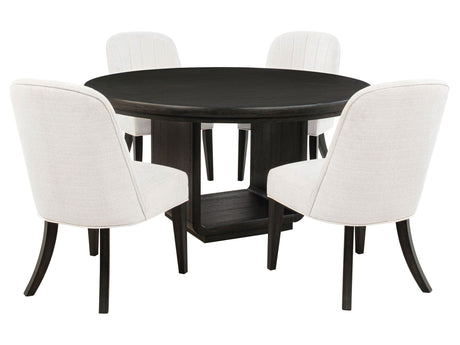 Leandro Cream/Burnished Black 5-piece Round Dining Table Set - Ornate Home