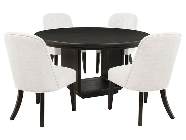 Leandro Cream/Burnished Black 5-piece Round Dining Table Set - Ornate Home