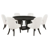 Leandro Cream/Burnished Black 7-piece Round Dining Table Set - Ornate Home