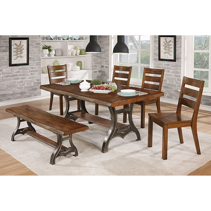Leann Brown Cherry/Dark Gray Bench - Ornate Home