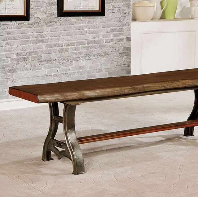 Leann Brown Cherry/Dark Gray Bench - Ornate Home