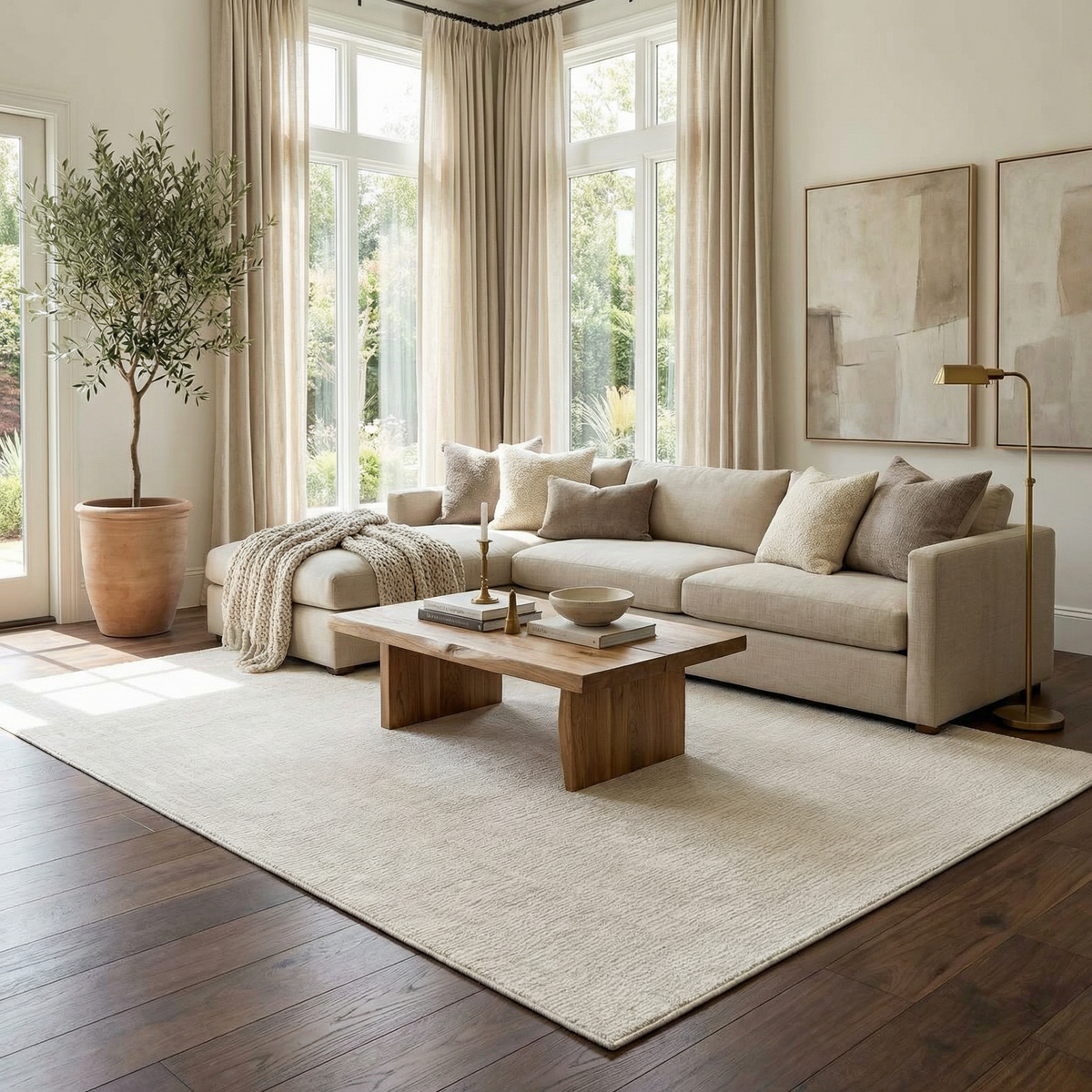 Leanna Cream Washable Area Rug - Ornate Home
