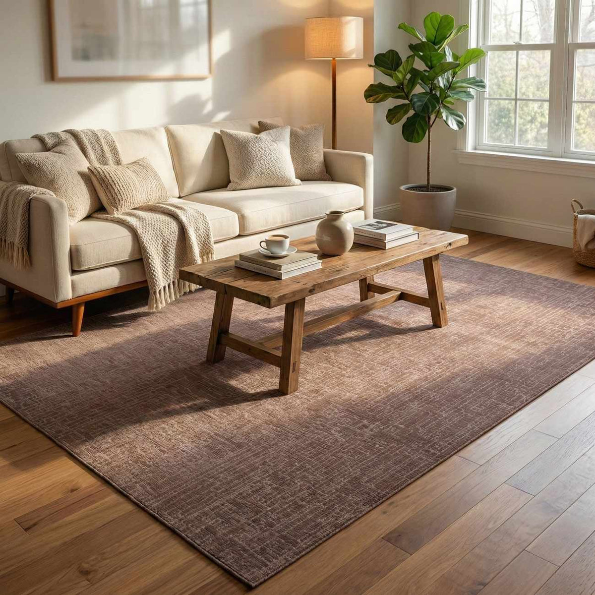 Leanna Light Brown Washable Area Rug - Ornate Home