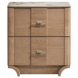 Leanne Light Oak 2-drawer Sinter Stone Top Nightstand - Ornate Home