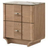 Leanne Light Oak 2-drawer Sinter Stone Top Nightstand - Ornate Home
