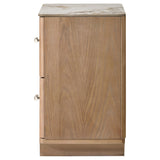 Leanne Light Oak 2-drawer Sinter Stone Top Nightstand - Ornate Home