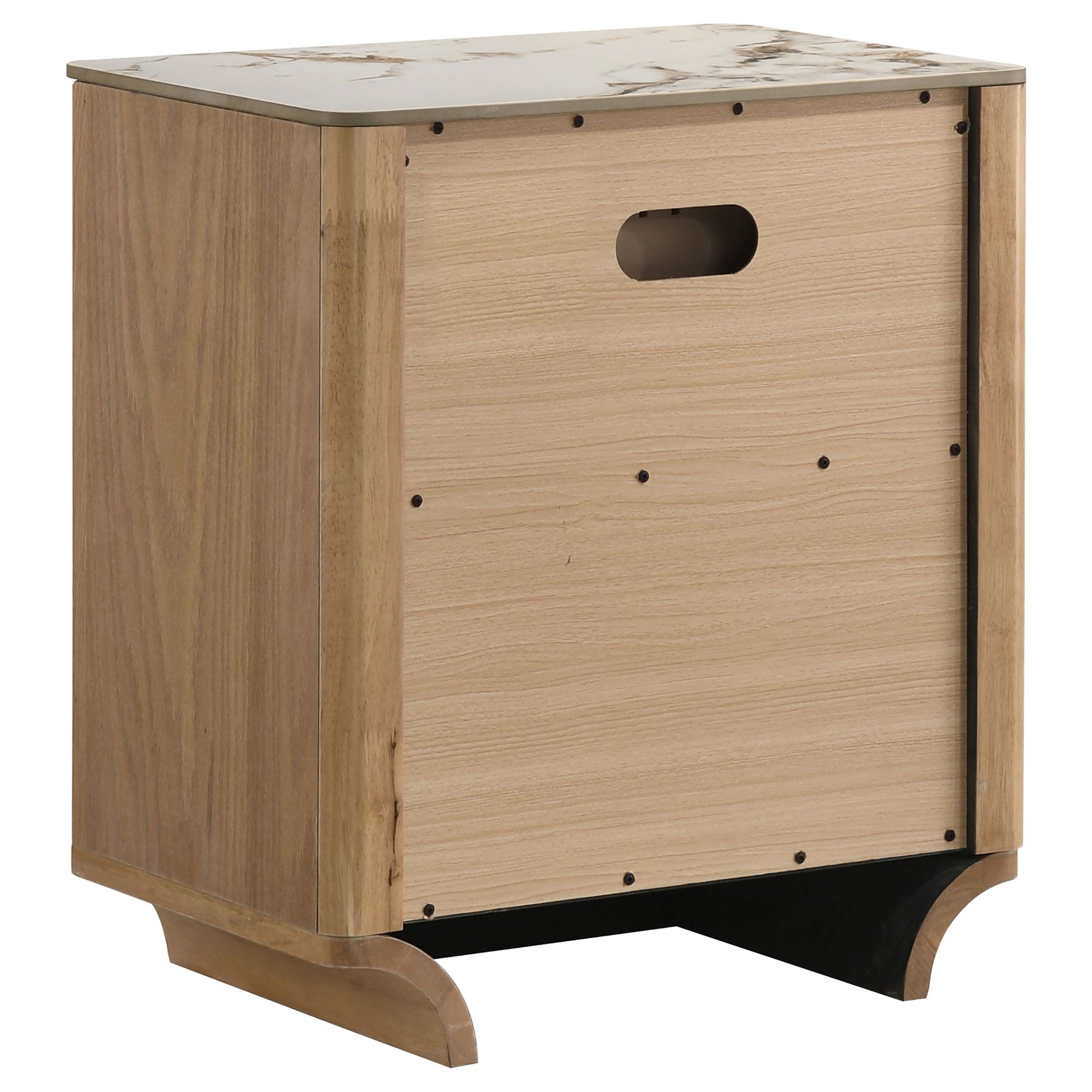 Leanne Light Oak 2-drawer Sinter Stone Top Nightstand - Ornate Home