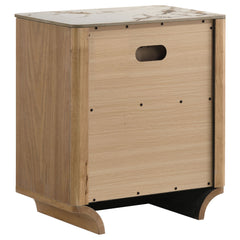 Leanne Light Oak 2-drawer Sinter Stone Top Nightstand - Ornate Home