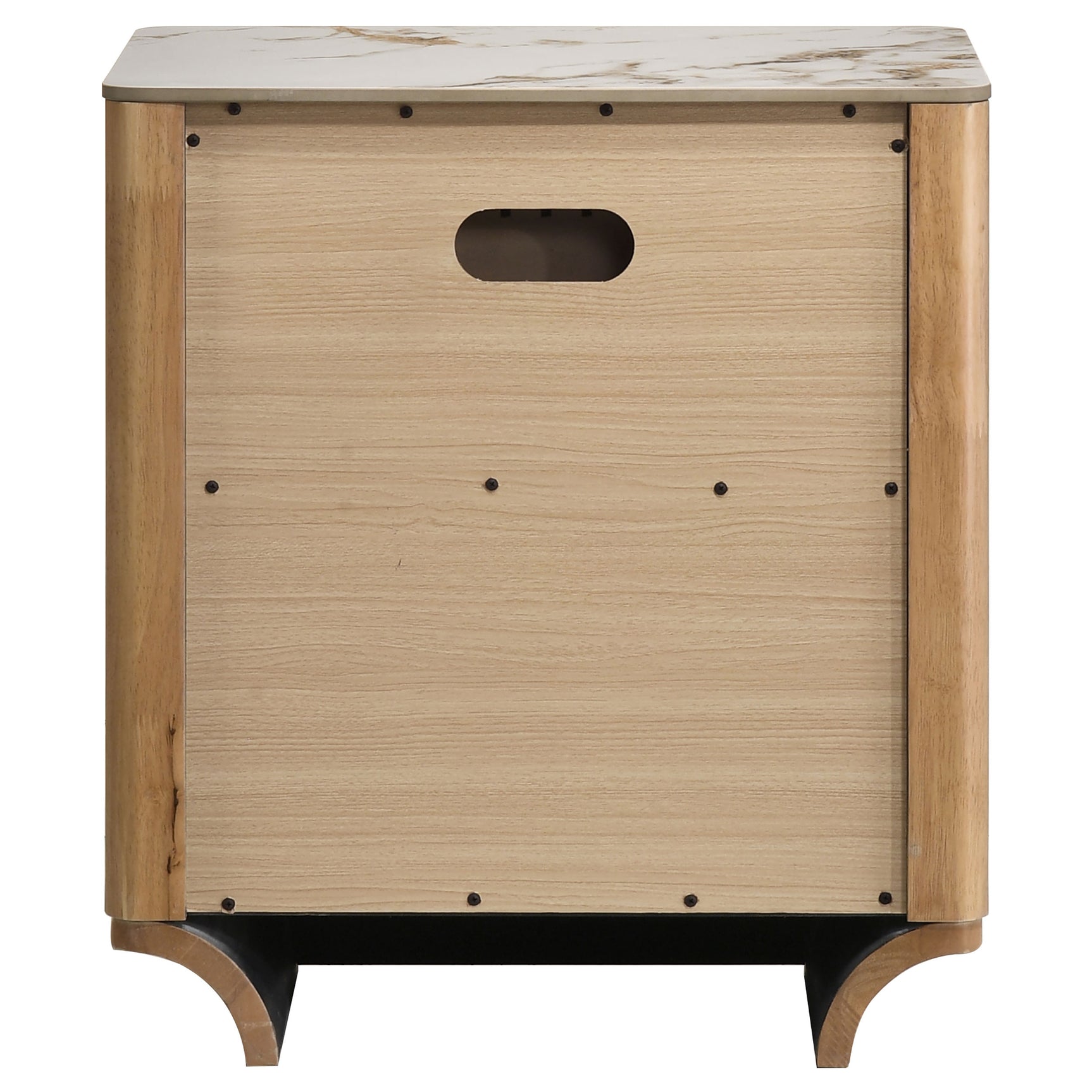 Leanne Light Oak 2-drawer Sinter Stone Top Nightstand - Ornate Home