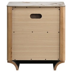 Leanne Light Oak 2-drawer Sinter Stone Top Nightstand - Ornate Home