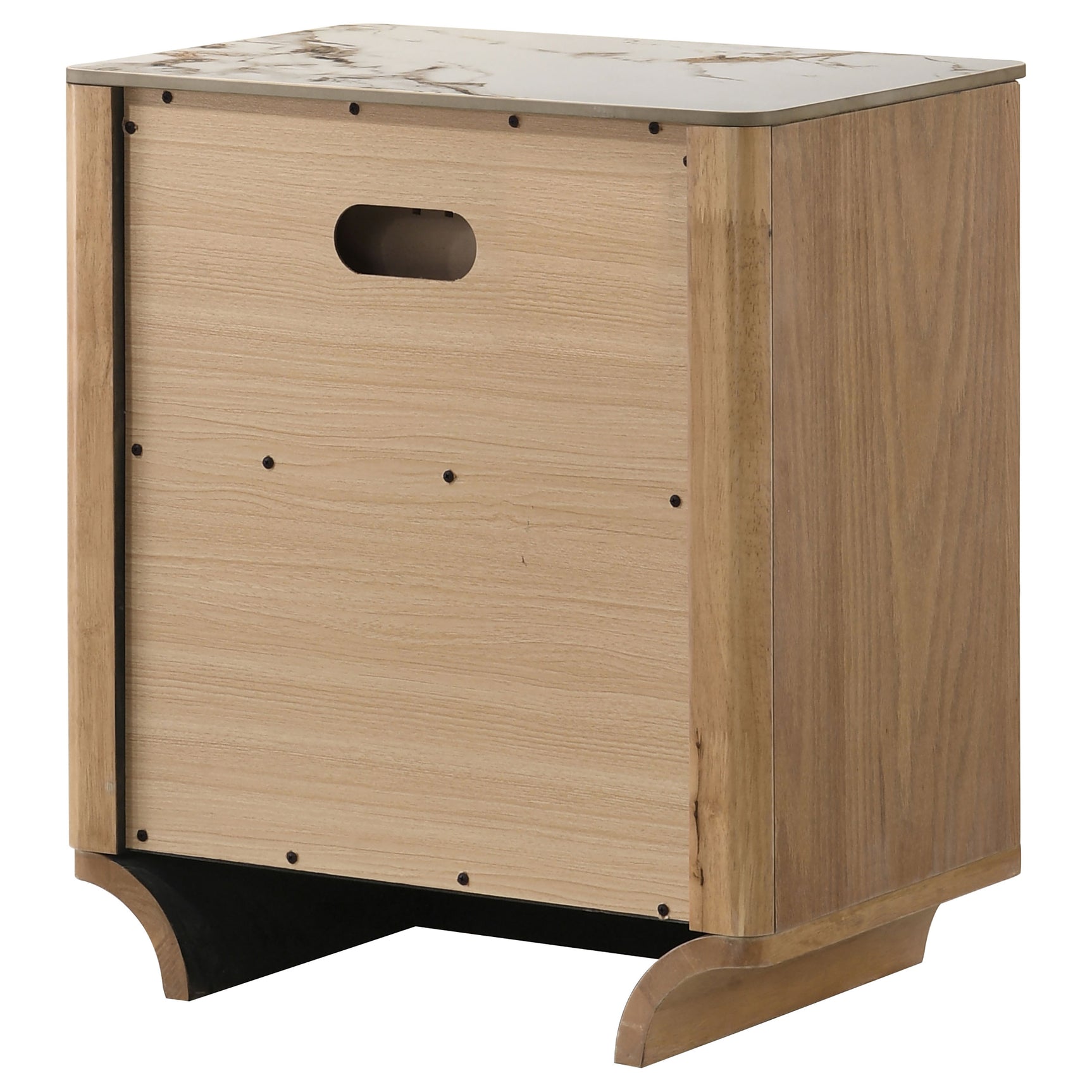 Leanne Light Oak 2-drawer Sinter Stone Top Nightstand - Ornate Home