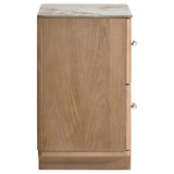 Leanne Light Oak 2-drawer Sinter Stone Top Nightstand - Ornate Home
