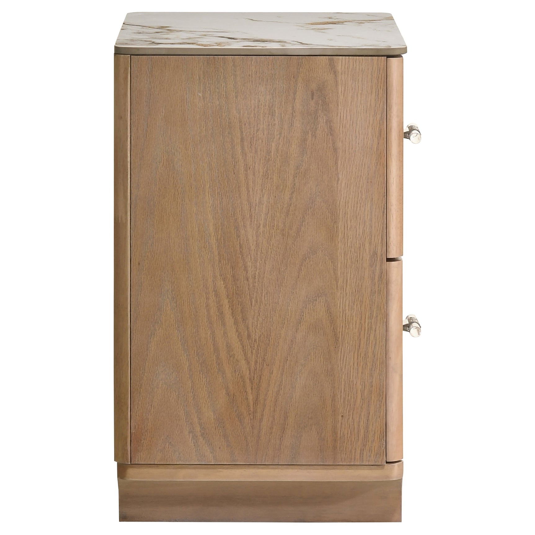 Leanne Light Oak 2-drawer Sinter Stone Top Nightstand - Ornate Home
