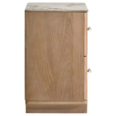 Leanne Light Oak 2-drawer Sinter Stone Top Nightstand - Ornate Home