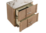 Leanne Light Oak 2-drawer Sinter Stone Top Nightstand - Ornate Home