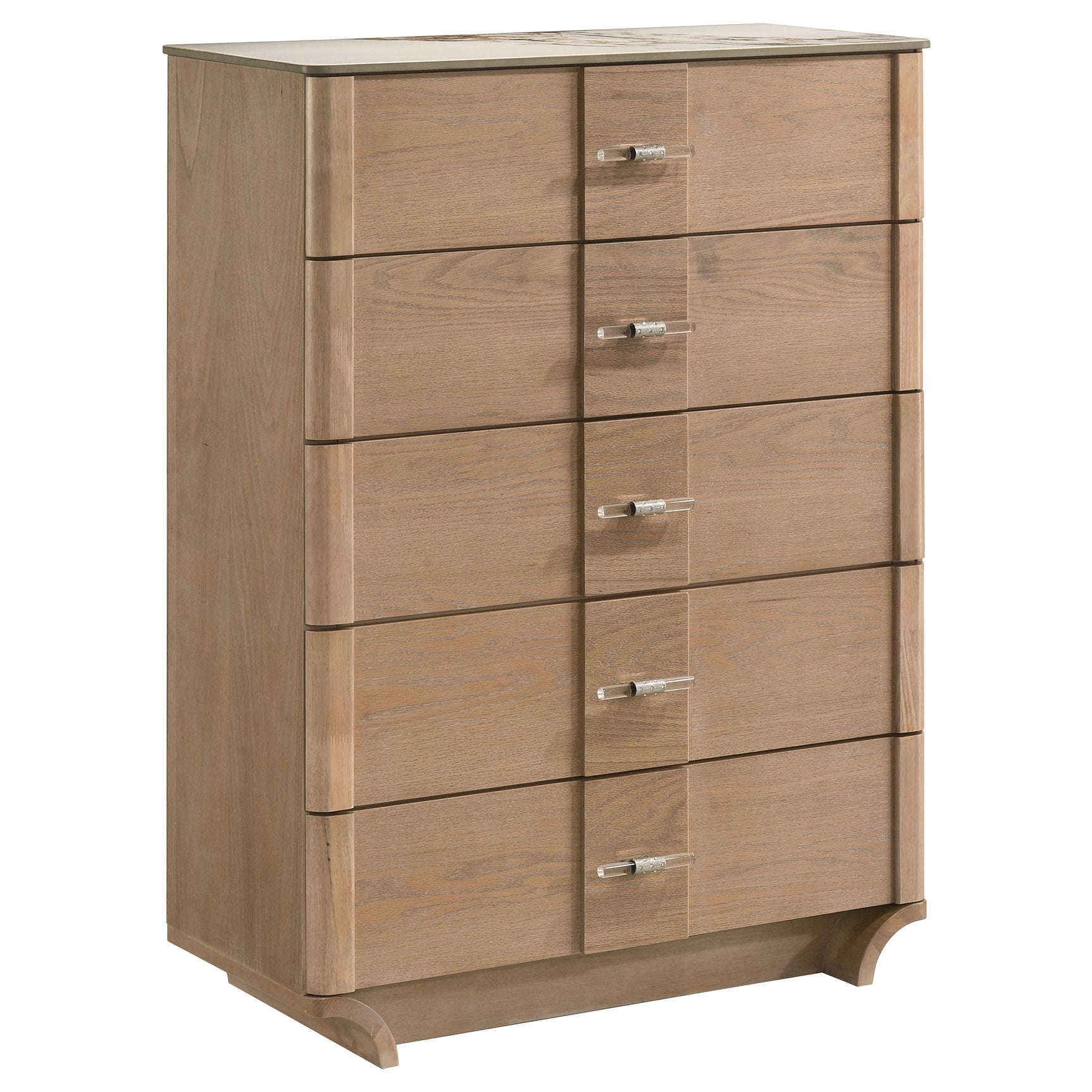Leanne Light Oak 5-drawer Sinter Stone Top Chest of Drawers - Ornate Home