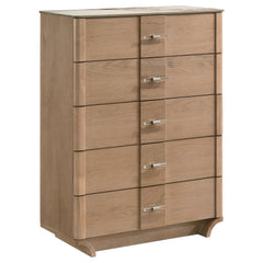 Leanne Light Oak 5-drawer Sinter Stone Top Chest of Drawers - Ornate Home