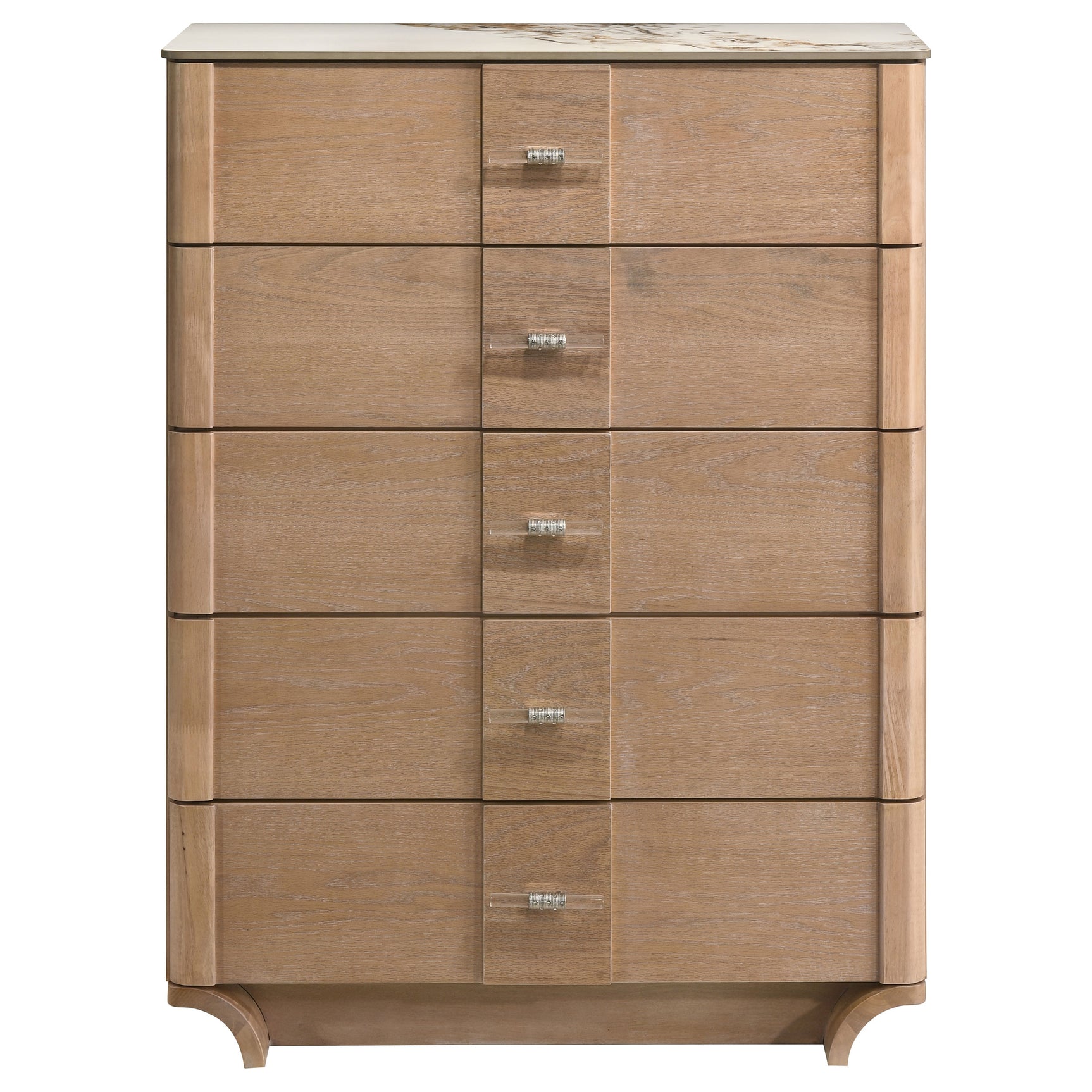 Leanne Light Oak 5-drawer Sinter Stone Top Chest of Drawers - Ornate Home