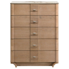 Leanne Light Oak 5-drawer Sinter Stone Top Chest of Drawers - Ornate Home