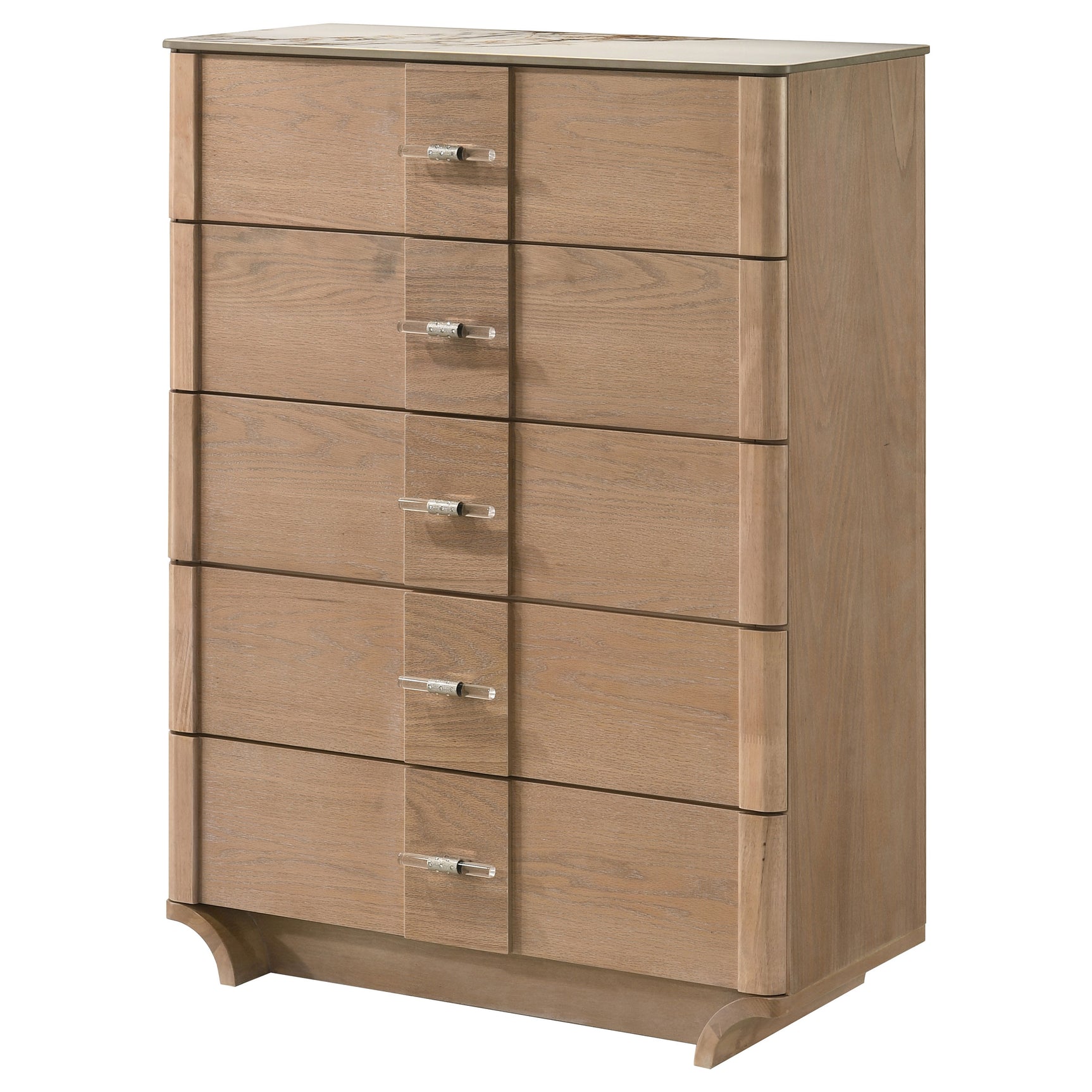 Leanne Light Oak 5-drawer Sinter Stone Top Chest of Drawers - Ornate Home