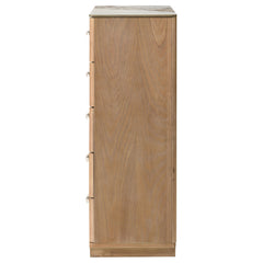 Leanne Light Oak 5-drawer Sinter Stone Top Chest of Drawers - Ornate Home