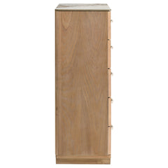 Leanne Light Oak 5-drawer Sinter Stone Top Chest of Drawers - Ornate Home