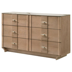 Leanne Light Oak 6-drawer Sinter Stone Top Dresser Cabinet - Ornate Home