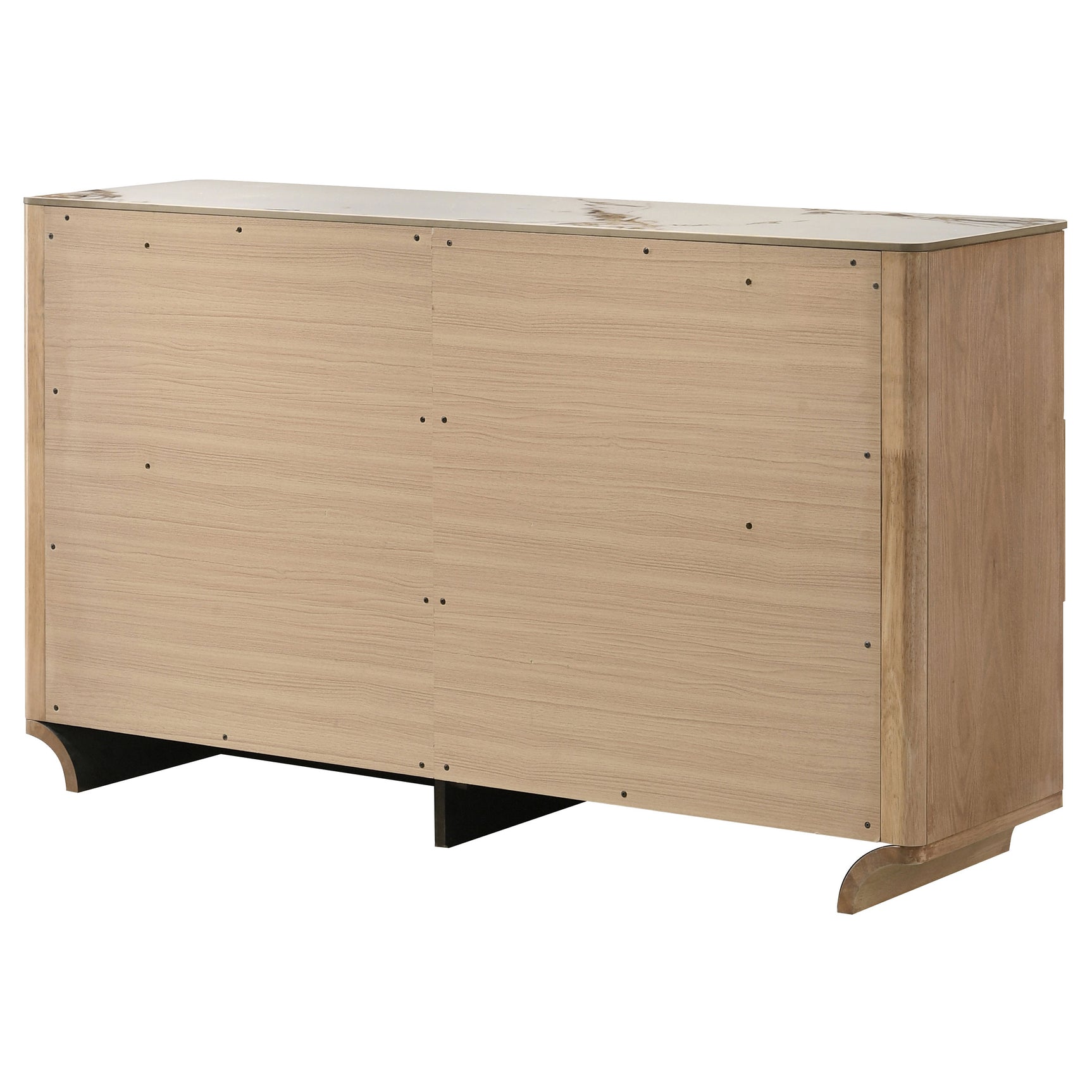 Leanne Light Oak 6-drawer Sinter Stone Top Dresser Cabinet - Ornate Home