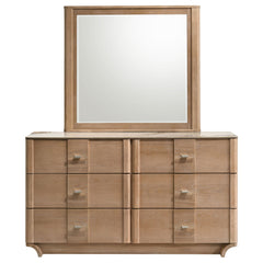 Leanne Light Oak 6-drawer Sinter Stone Top Dresser and Mirror - Ornate Home