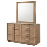 Leanne Light Oak 6-drawer Sinter Stone Top Dresser and Mirror - Ornate Home