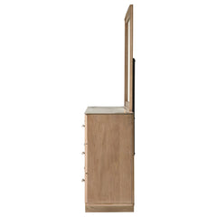Leanne Light Oak 6-drawer Sinter Stone Top Dresser and Mirror - Ornate Home