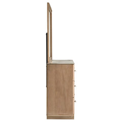 Leanne Light Oak 6-drawer Sinter Stone Top Dresser and Mirror - Ornate Home