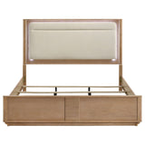 Leanne Off White/Light Oak Eastern King LED Panel Bed - Ornate Home