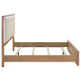 Leanne Off White/Light Oak Eastern King LED Panel Bed - Ornate Home